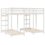 Triple Bunk Bed Frame White 140 x 200 cm Solid Pine Wood 3414565