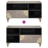 TV Cabinet with Drawer Grey 80 x 33 x 46 cm Solid Mango Wood 4018789