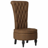 Slipper Chair Brown 56.5 x 70 x 110 cm Faux Suede Leather 42020686