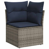 Garden Sofa with Cushion 4 pcs Grey and navy Poly rattan 366163