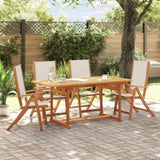 ZNTS 5 Piece Garden Dining Set Solid Wood Acacia and Textilene 3279296