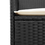 Garden Chairs with Cushions 2 pcs Black Poly Rattan&Solid Wood 368717