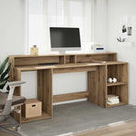 Desk with LED Lights Artisian Oak 200x55x91 cm Engineered Wood 3309446