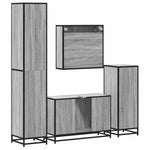 ZNTS 4 Piece Bathroom Furniture Set Grey Sonoma Engineered Wood 3301223