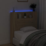 Storage Headboard with LED Sonoma Oak Engineered Wood 3418644