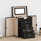 Jewellery Box 6-Layer with Mirror Lockable Black 4103565