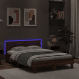 Bed Frame with LED without Mattress Brown Oak 135x190 cm Double 3207573