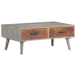 ZNTS Coffee Table Grey 100x60x40 cm Solid Rough Mango Wood 321808