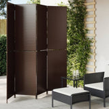 Room Divider 4 Panels Brown Poly Rattan 365361