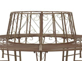 Tree Bench 8-Seater 160 x 89 cm Steel Antique Brown Round 42029501