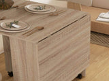 Folding Dining Table, Drop Leaf Table for Small Spaces with 2-tier Shelves, Small Kitchen Table with T3398P328154