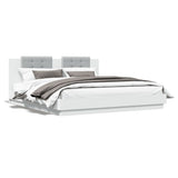 Bed Frame White Engineered wood, Plywood Double Bed Frame 3209996