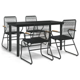 5 Piece Garden Dining Set Black PVC Rattan 3099211