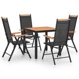 5 Piece Garden Dining Set Aluminium Black 3070628