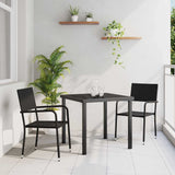 Garden Dining Set with Cushion 3 pcs Black Poly Rattan 3380036