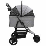 Folding Pet Stroller Adjustable Grey 78 x 54 x 101 cm Polyester 42012441