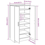 Shoe Cabinet Brown Oak 55x35x108 cm Engineered Wood 342670