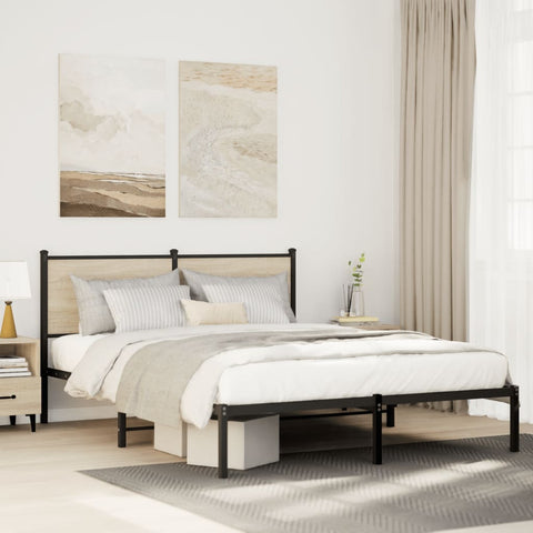 Metal Bed Frame without Mattress Sonoma Oak 150x200 cm King Size 4007718