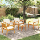 Bistro Set with Cushion 5 pcs Brown Polyester 3328619