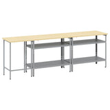 Work Bench Set 3 pcs Beige and Grey Powder-Coated Steel 3321391