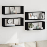 Wall Cube Shelf 4 pcs Black 60x15x23 cm Engineered Wood 807137