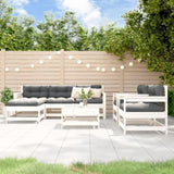 7 Piece Garden Lounge Set White Solid Wood Pine 3186229