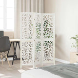Room Divider 3 Panels White Solid Wood Paulownia 358733