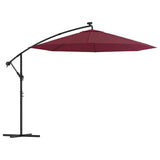 Cantilever Garden Parasol with LED Lights and Steel Pole Wine Red 313780