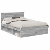 Bed Frame Grey Sonoma 140 x 190 cm Solid Pine Wood 3410605