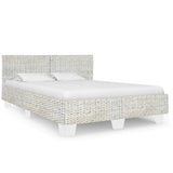 Bed Frame without Mattress Grey Natural Rattan 160x200 cm 283092