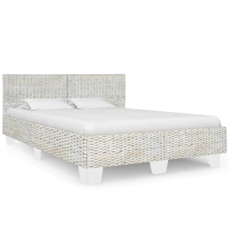 Bed Frame without Mattress Grey Natural Rattan 160x200 cm 283092