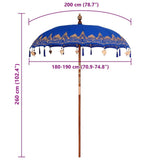 Balinese Parasol Blue x 260 cm Cotton and Wood 42006456