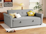 Two-Seater Velvet-Feel Sofa Bed - Grey T3398P424907