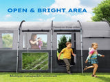 8-Person Camping Tent, Waterproof Family Tent, Tunnel Design, 4 Large Windows, Sleeping Cabins T3398P348722