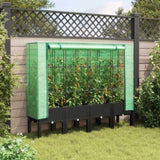 ZNTS Raised Bed with Greenhouse Cover Rattan Look 160x40x140 cm 4015821