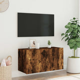 TV Wall Cabinet with LED Lights Smoked Oak 80x35x41 cm 837320