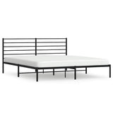 Metal Bed Frame without Mattress with Headboard Black 193x203cm 352325