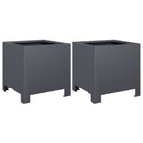 ZNTS Garden Planters 2 pcs Anthracite 30x30x30 cm Steel 851190