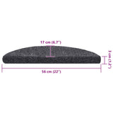 Stair Mats Self-adhesive 30 pcs 56x17x3 cm Dark Grey Half Round 3365680