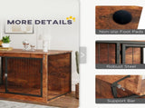46.46'' Dog Crate Furniture with Openable Top, Two Lockable Doors, for Extra Large Dogs, Rustic T3398P425265