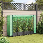 ZNTS Raised Bed with Greenhouse Cover Rattan Look 160x40x123 cm 4015812