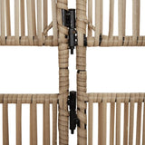 Room Divider 4 Panels Beige Poly Rattan 365379