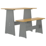 3 Piece Dining Set REINE Honey Brown and Grey Solid Wood Pine 3096569