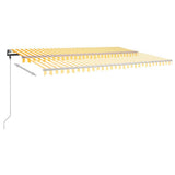 Freestanding Manual Retractable Awning 500x300 cm Yellow/White 3069778