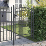 Fence Gate with Spikes Grey 200 x 100 cm Powder-coated steel 42009006