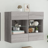 TV Wall Cabinet with LED Lights Grey Sonoma 78.5x30x60.5 cm 837104