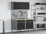 Work Cabinet with Drawer 5 pcs Black Engineered Wood and Steel 3321416