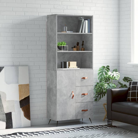 Highboard Concrete Grey 69.5x34x180 cm Engineered Wood 3189417