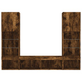 5 Piece TV Wall Units with LED Smoked Oak Engineered Wood 3216694