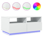 ZNTS Coffee Table with LED Lights White 90x49x40 cm 839833